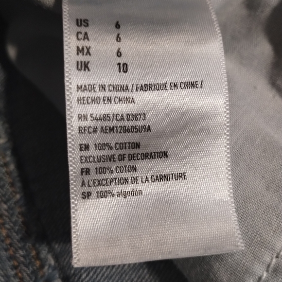 American Eagle Button Fly Distressed Jean Mini Skirt Women's Size 6 - Picture 6 of 8